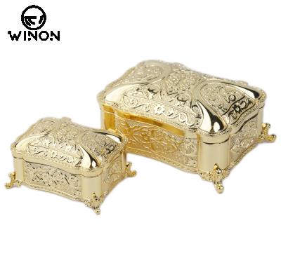 China Europe Wholesale Luxury Decorative Trinket Mirror Gold Jewelry Storage Box for sale