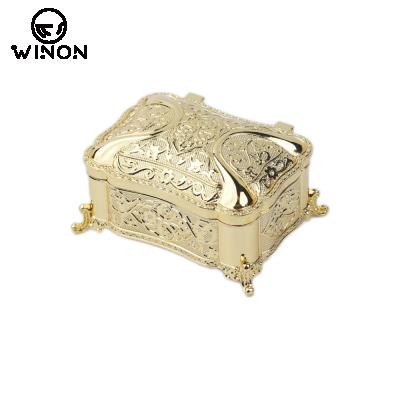 China Large Size Middle East Fashion Design Metal Wedding Decorative Jewelry Gift Gold Plated Box for sale