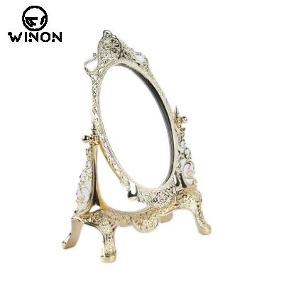 China Minimalist Luxury Home Decorative Zinc Alloy Flower Shape Elegant Flower Shape Mirror Wedding Gift for sale