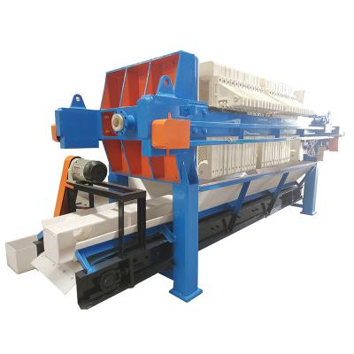 China Sewage Dewatering Hydraulic Control System Industrial Automatic Plate Pulling Filter Press Machine With Belt Conveyor for sale