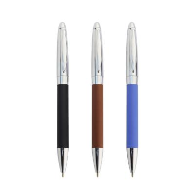 China office & School Pen Promotional Stainless Steel Metal Leather Ballpoint Pen with Logo Hotel Brand Custom Made for sale