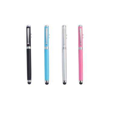 China Multifunctional Touch Screen Daily Pen Soft Touch Metal Roller Pen with LED Stylus Touch Pen for sale