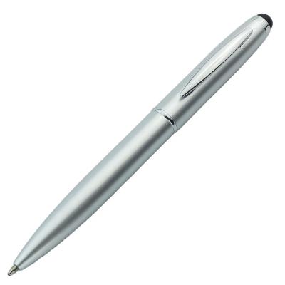 China Luxury Matte Surface Sliver Boligrafos Customized Twist Ballpoint Pen with Stylus for Office for sale