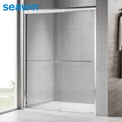 China Easy Operation Seawin Shower Enclosure Set 12mm Glass Shower Door Bypass Shower Doors With Wheels for sale