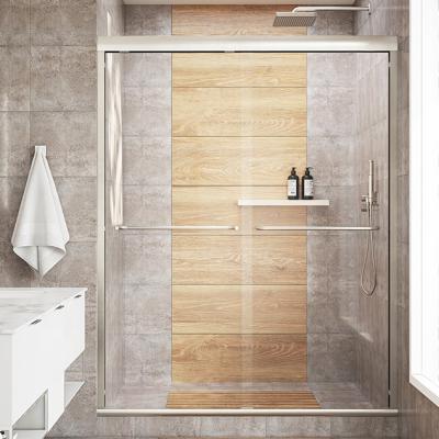 China OEM ODM Operation Bathroom Quiet Shower Door Frame Brass Tempered Glass Double Sliding Shower Door With Hardware for sale