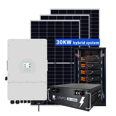 China Solar Panel Industrial Complete Hybrid System Solution Solar Power System 30KW For Industrial Application for sale