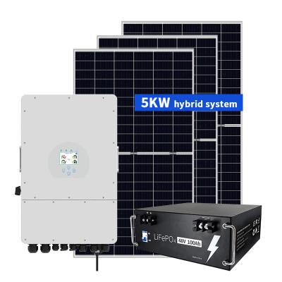 China Industrial Home 220v 5000 Watt Hybrid Solar PV System 5KW 10KW 20KW 30KW Hybrid Solar Power System for sale