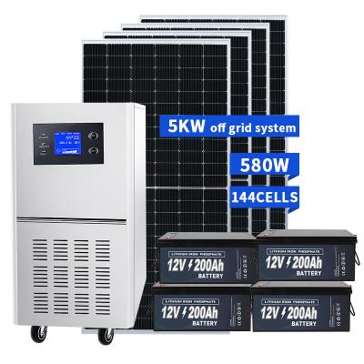 China Industrial Complete PV Solar Panel System 5KW Off Grid Solar Power System With Battery Storage System for sale