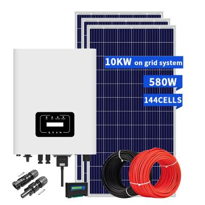 China Complete Home Grid Tie Home Solar Power System On Grid Solar Power System 10kw For House With Limiter for sale