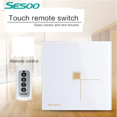 China SESOO 1/2/3 Panel EU/UK Standard Strip Tempered Glass Wireless Remote Control Lamp Switches, Smart Home RF433 Wall Touch Remote Control Switch for sale