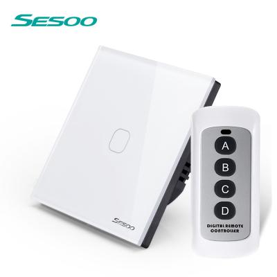 China Crystal Glass Switch SESOO Touch Switch SY2 AC170-22OV EU Standard 86*86MM Remote Control Lamp Switch for sale