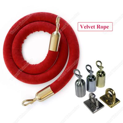 China Velvet Rope Traust Red Rose Carpet Green Black Velvet Rope For Crowd Control Hanging Fencing Queue Barrier Holds Support Pole Mail for sale