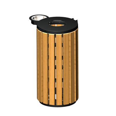 China Viable Outdoor Wooden Garbage Ash Bin, Container Waste Receptacle Trash Can for sale