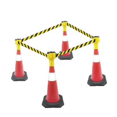 China Plastic traffic cone with retractable belt barrier for street control barricades for sale 9m nylon imitation water proof webbing for sale