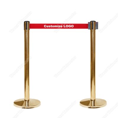 China Traust Steel Crowd Control Retractable Belt Barrier Post Multi-Line Racks Q Director 2.3-3.6m Length/4.8cm Width for sale