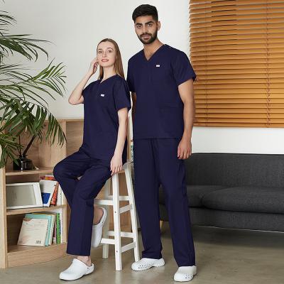 China Hospital Anti-wrinkle Hospital Work Men Spandex Cloth Medial White Scrub Matching Uniform for sale