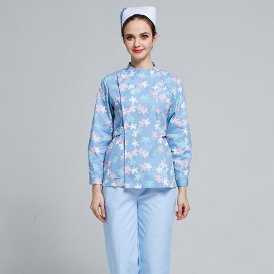 China Hospital Uniforms Beauty Salon Medical Nursing Clothes Print Summer TO RUB JACKET for sale