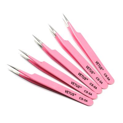 China Wholesale Eyelash Extensions Tweezers CS-5A CS-11 CS-12 CS-15 Mini Eyelash Extension Kit Rose Gold VETUS Tweezers for sale