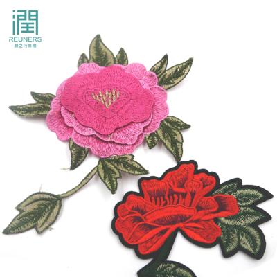 China 3D Patch Maker Custom Logo Chapter Rose Patches Rose Embroidery Patch For Apparel for sale