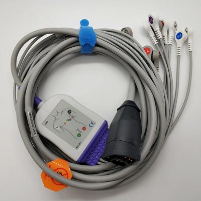 China Zoll EKG Reusable EKG Cables 5mm Dia Adapter Cable With 10 Leadwires AHA Snap for sale