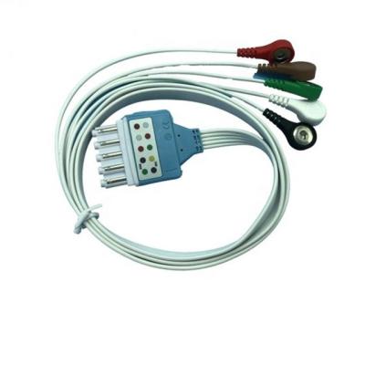 China HP / PH 5 Leads 90cm Length 3 Clips Disposable ECG Cables for sale