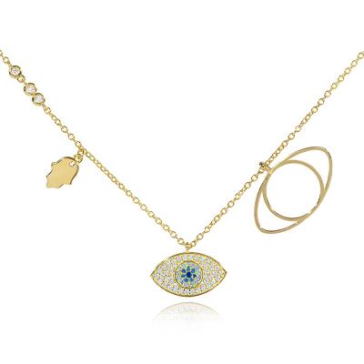 China CLASSIC Hot Sale Diamond Necklaces Fashion Jewelry Turkish Evil Eyes Gold Plated Pendant Necklace For Women for sale