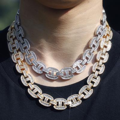 China New Trendy Cool Jewelry 18k Chunky Chain Necklace Hiphop Design Men Hip Hop Chain Zircon Stone Necklace Gold Plated for sale