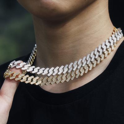 China 2022 New Hiphop Zircon 5a Stone Iced Out Bling Necklaces 18k Miami Hip Hop Gold Plated Link Chain Necklaces Cuban Link Mens Jewelry for sale