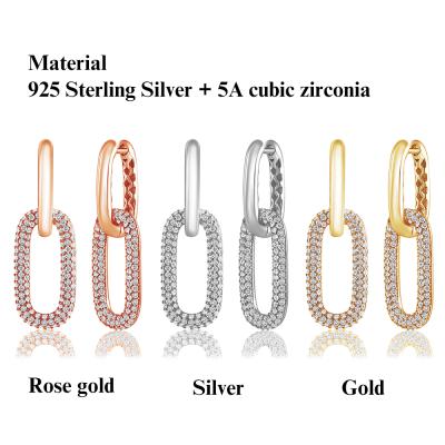 China 2022 Good CLASSIC Jewelry 925 Sterling Silver Diamonds Women's Drop Circle Huggie Earrings for sale