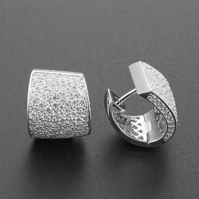 China 2022 new CLASSIC fashion punk 18K gold plated earrings AAA simple tiny zircon paved stone CZ circle earring jewelry for sale