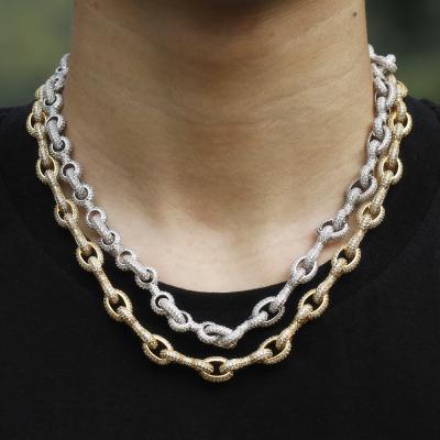 China Yellow Gold Diamond Miami Chain Ice Cuban Link Chain Thick Fork Necklace Mens Jewelry Hiphop Hip Hop Iced Out Cuban for sale