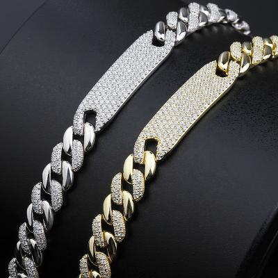 China Hiphop Guaranteed Quality Unique 18k Gold Plated Silver Chain Cuban Sting Bracelet for sale