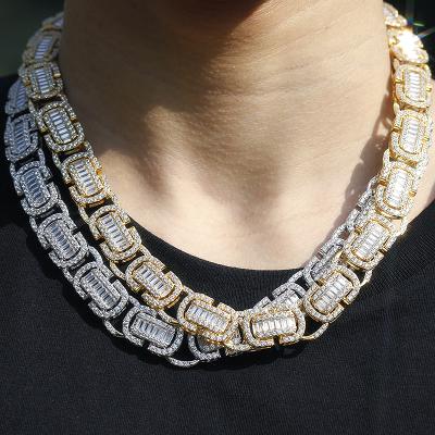 China Wholesale Custom Hiphop 14k 18k Gold Plated Iced Out Chain Necklace Diamond Men Chunky Cuban Necklace Hiphop for sale