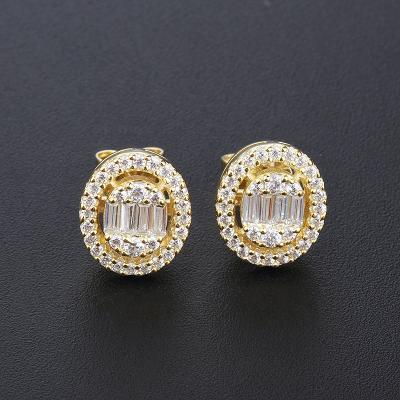 China 2022 CLASSIC Hot Sale 925 Sterling Silver Round Geometric Bride Earrings Wedding Diamond Cz Zircon Stud Earrings For Women for sale