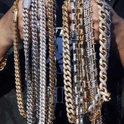 China Fashionable High Quality Hiphop Gold Plated Men And Women Hip Hop Necklace Iced Out Miami Cuban Link Chain Necklace for sale