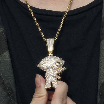 China Brass Diamond Iced Out Men Hiphop Jewelry Gold Plated Zircon Hip Hop Charms Custom Necklace Pendant for sale