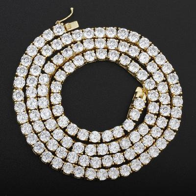 China Hiphop Hiphop CZ Tennis Chain Necklace Cubic Zirconia Iced Out 18k Bling Bling Gold Plated Hitter Hip Hop Necklace for sale