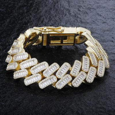 China Wholesale Latest Design Hip Hop Miami Cuban Link Chain Bracelets Hip Hop 18K Gold Hand Cuban Bracelets For Men for sale