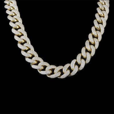 China Hiphop Fashion 18k Gold Finish Necklace Iced Out Thick CZ Miami Cuban Link Hip Hop Necklace Chain Jewelry for sale