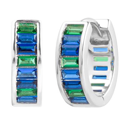 China Fashionable 925 Sterling Silver Colorful 5a CLASSIC Zircon Gradient Huggie Earring For Gift for sale