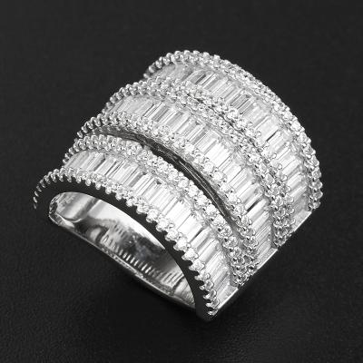 China Wholesale Customized Silver Three Layer Rings Women Top Selling Luxury Jewelry Fashionable Luxury Solid Zircon Rings for sale