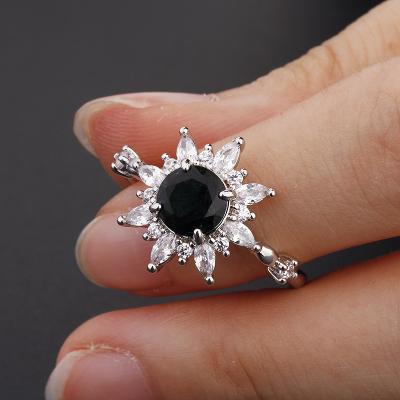 China Neo-Gothic Fashion 925 Sterling Silver 14k 18k Natural Gold Plated Black Stone Diamond Ring Jewelry With Obsidian Onyx Zircon for sale