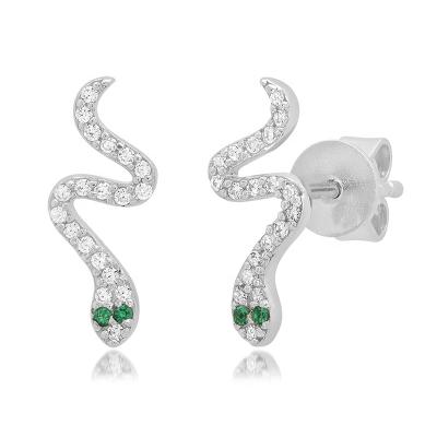 China Quality Guaranteed Cute Unique 925 Sterling Silver Stud Snake Earrings for sale