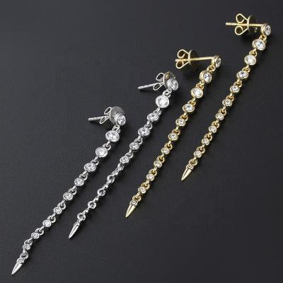 China Korean Simple Ladies CZ Diamond Long Tassel Chain Drop Diamond Earring BOHEMIA Women for sale