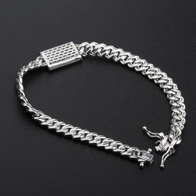 China Hiphop Customized Sterling Women 18k Silver Gold Customization Jewelry 925 Cuban Bracelet for sale