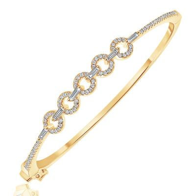 China New Fashion Simple Popular CLASSIC CZ Diamonds 14k 18k Brass Gold Plated Women Bracelets for sale