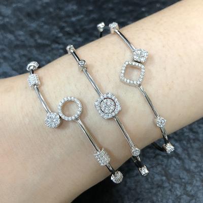 China Elastic Jewelry Opening 925 Sterling Silver BOHEMIA Ice Cube Zircon Bangle Men's and Women's Diamond Bracelet for sale