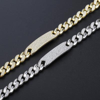 China Hot Sale Hiphop Diamond Miami 18k Gold Plated Brass Jewelry Iced Out Diamond Tennis Cuban Link Chain Bracelet Women for sale