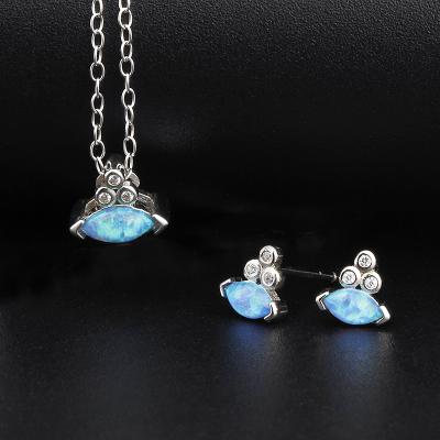 China Luxury Silver Punk Natural Zircon Gemstone 925 Sterling Silver Zircon Pear Shaped Jewelry Set for sale