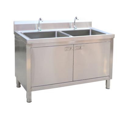 China Without Faucet Factory Outlet Style 201/304 Stainless Steel Luxury European Double Bowl Sink With Cabinet for sale